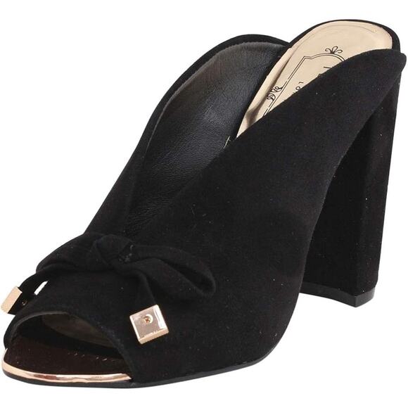 Ted Baker Shoes - Ted Baker Marinax Black Suede Peep Toe Mule Pumps Size 7.5